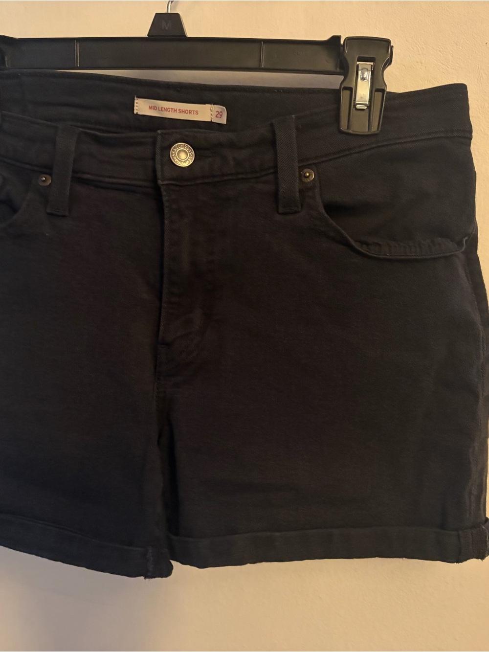 Levi's Black Mid-Length Jean Shorts